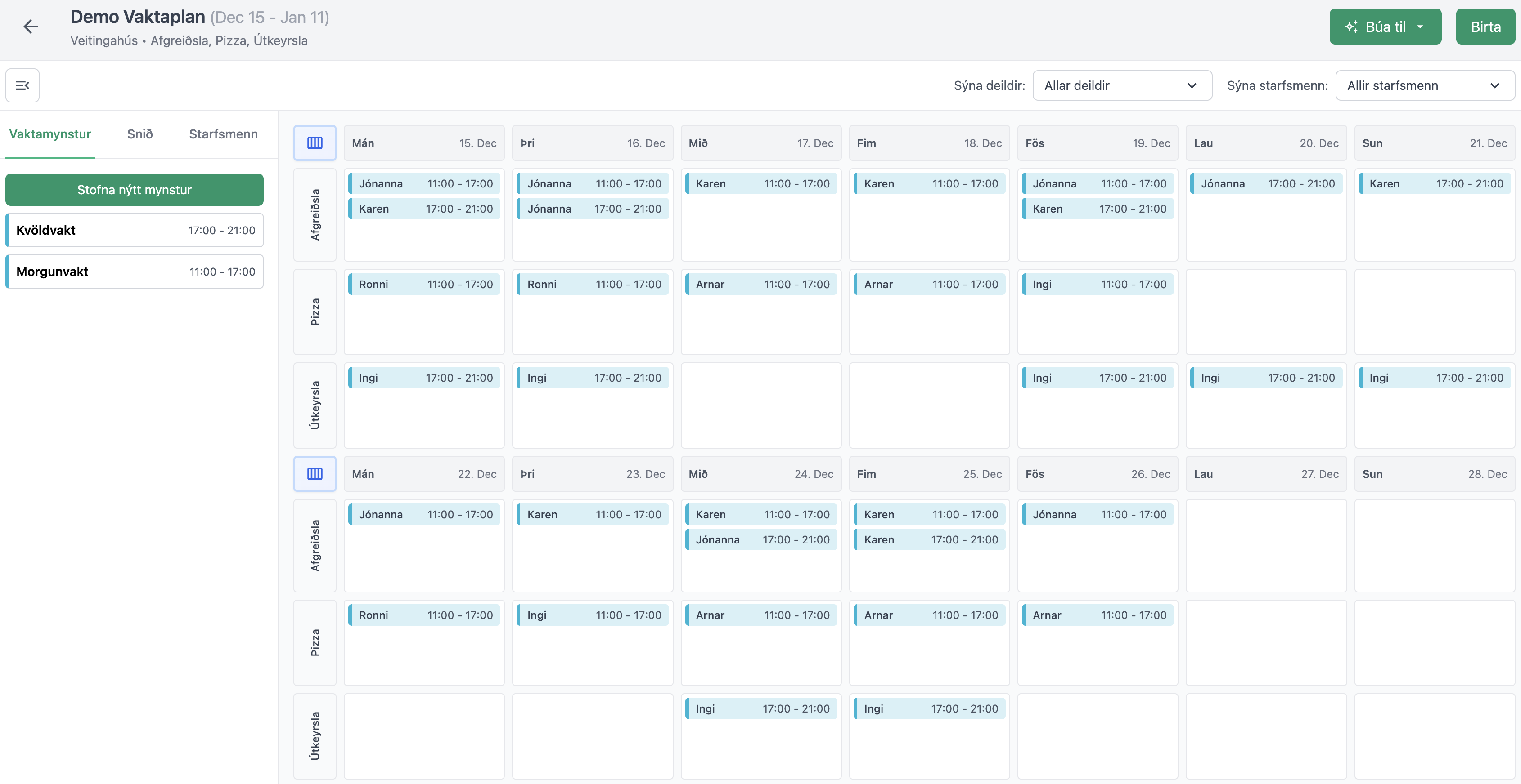 Staffið.is editor screenshot
